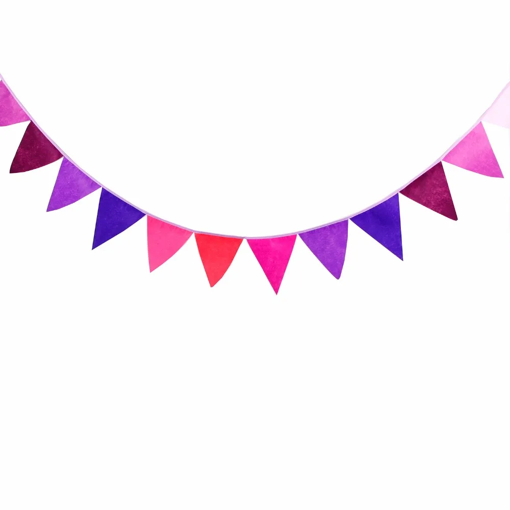 3 2m fabric bunting purple red pink garland pattern triangle banners