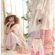 Mori Girl Лолита Стиль Принцесса Лето бюст юбки Готический хлопок кружева вязаная юбка Леди Saia Женская одежда Женская Нижняя юбка