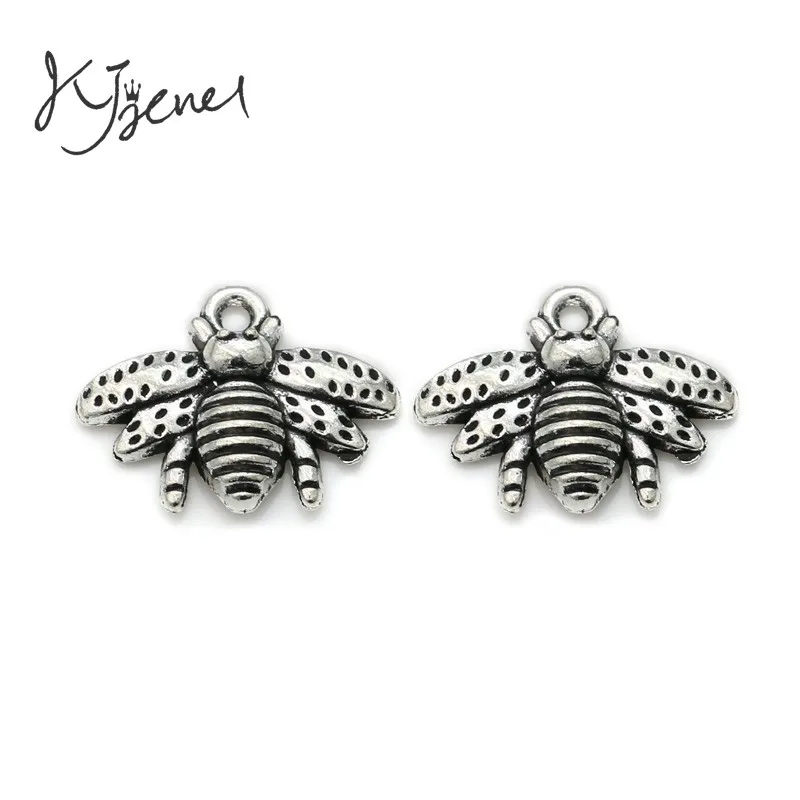 

10Pcs/lot Antique Silver Plated Flying Bee Charm Pendant Bracelets Jewelry Findings Accessories Making Craft DIY 20x18mm