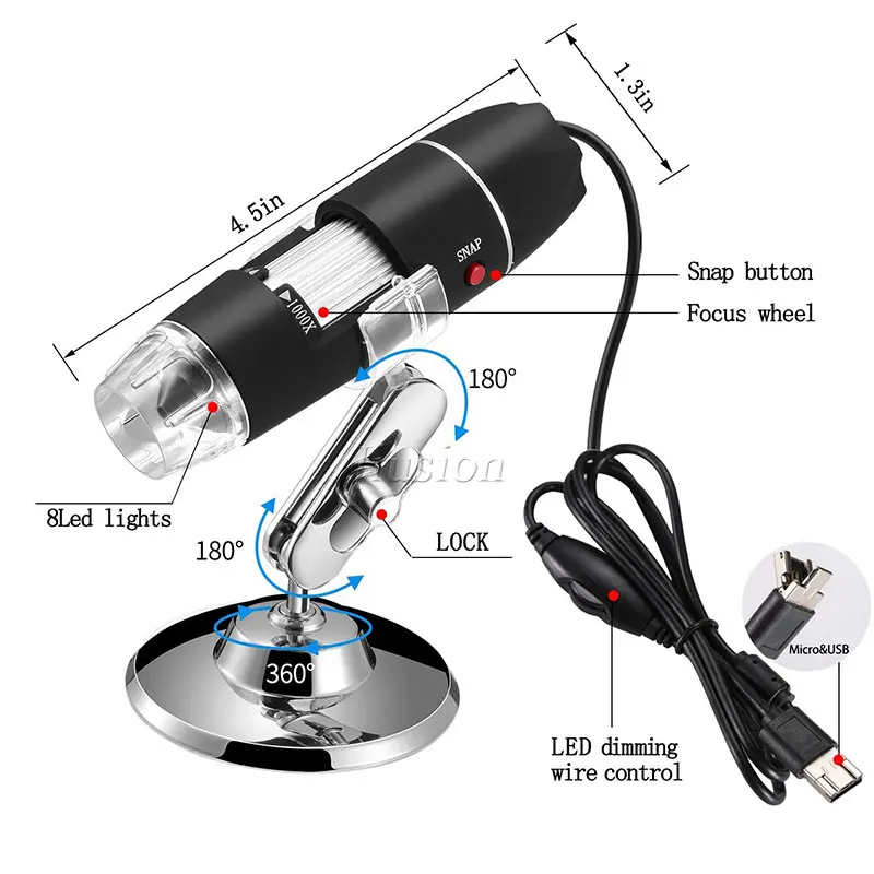 500X 1000X 1600X USB цифровой микроскоп мини камера электронный ручной эндоскоп Лупа