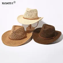 Мужская Летняя дышащая ковбойская шляпа папируса Солнцезащитная шляпа