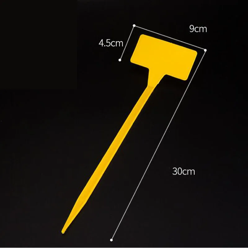 300 шт садовый орнамент пластиковое растение Т-типа верхних тегов наклонные Плоскостные Маркеры детские садовые этикетки вывеска пластина - Цвет: Цвет: желтый