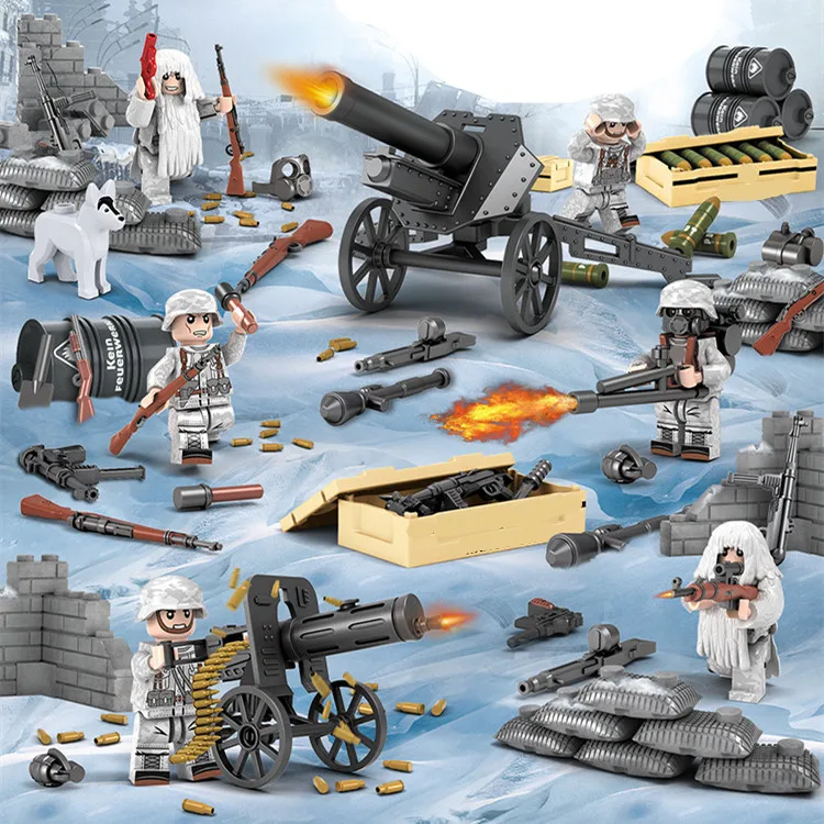 

6pcs German Army SWAT Snow Ghillie Suit Soldiers War Military Building Blocks Figures Bricks Boys Learning Toys children Gifts