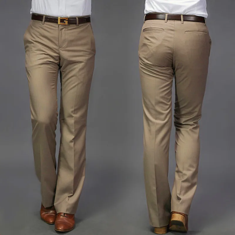 Новинка, брюки-клеш Modis G, мужские летние прямые брюки, британский стиль, свободные брюки для отдыха, строгие брюки для мужчин - Цвет: Khaki