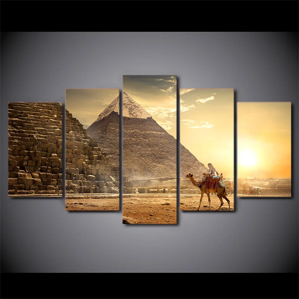 Canvas Hd Prints Pictures Wall Art 5 Pieces Ancient Egypt Pyramid Paintings Pharaoh Poster Framework With Free Shipping Worldwide Weposters Com