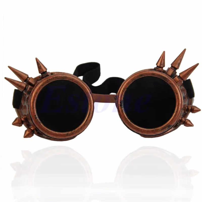 Викторианский готический косплей заклепки защитные очки в стиле стимпанк Сварка панк Прямая поставка - Цвет линз: Red Copper