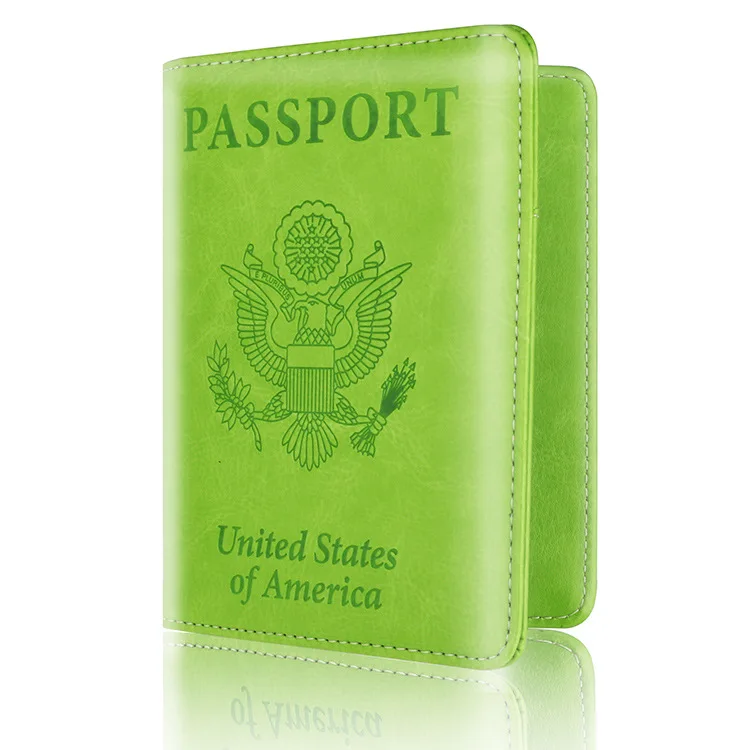 Милый дизайнерский Кошелек из искусственной кожи с тиснением для путешествий, чехол для паспорта США, женский и мужской кредитный держатель для карт, тонкий органайзер, черный - Цвет: green