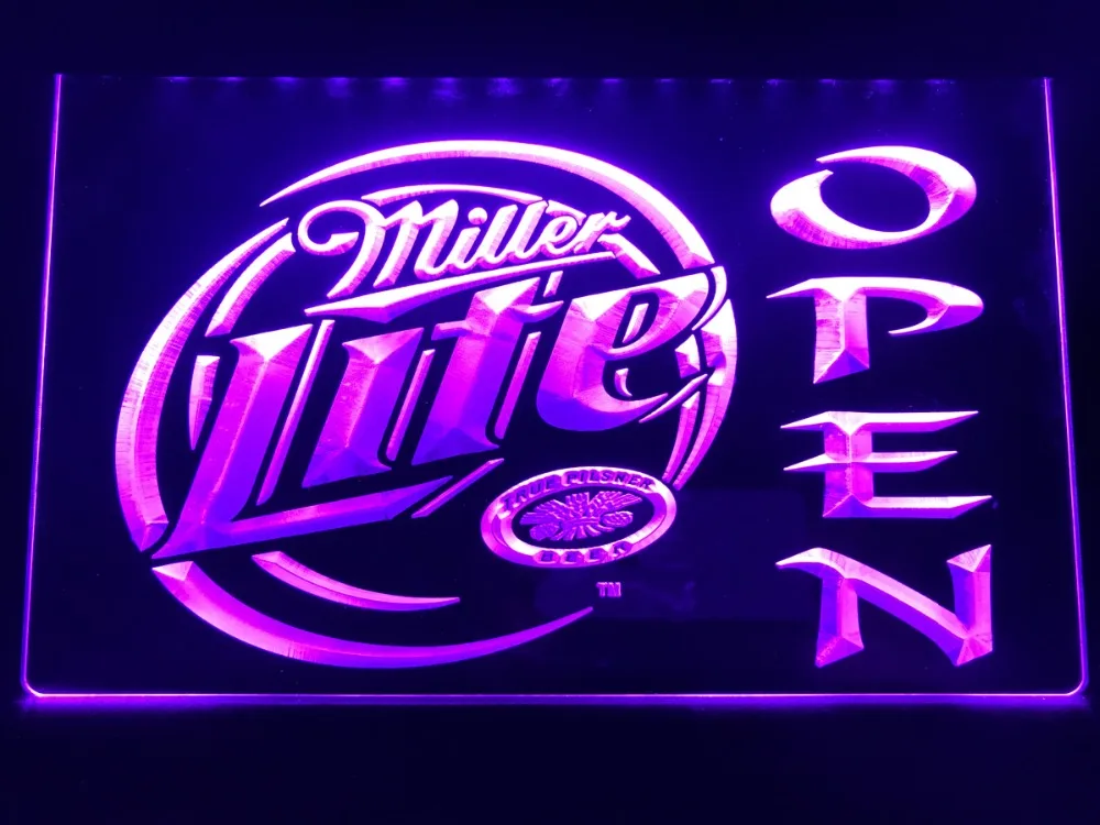 029 Miller Lite/Пиво открытый бар светодиодный неоновый светильник знак|Таблички и
