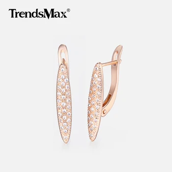 

Paved Cubic Zircon Earrings For Women 585 Rose Gold Woman Earrings Fashion Jewelry Valentines Gifts for Wife Girlfriend KGE138