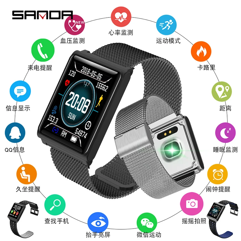 

SANDA Bluetooth Sport Smart Watch Men Heart Rate Monitor Fitness Tracker Bracelet Mens Blood Pressure Smart Wristband Watches