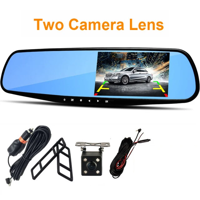 

POPNOW Car Dvr Camera Led Lights Blue Rearview Mirror FHD 1080P Night Vision Video Recorder Dual Lens Auto Registrator Dash Cam