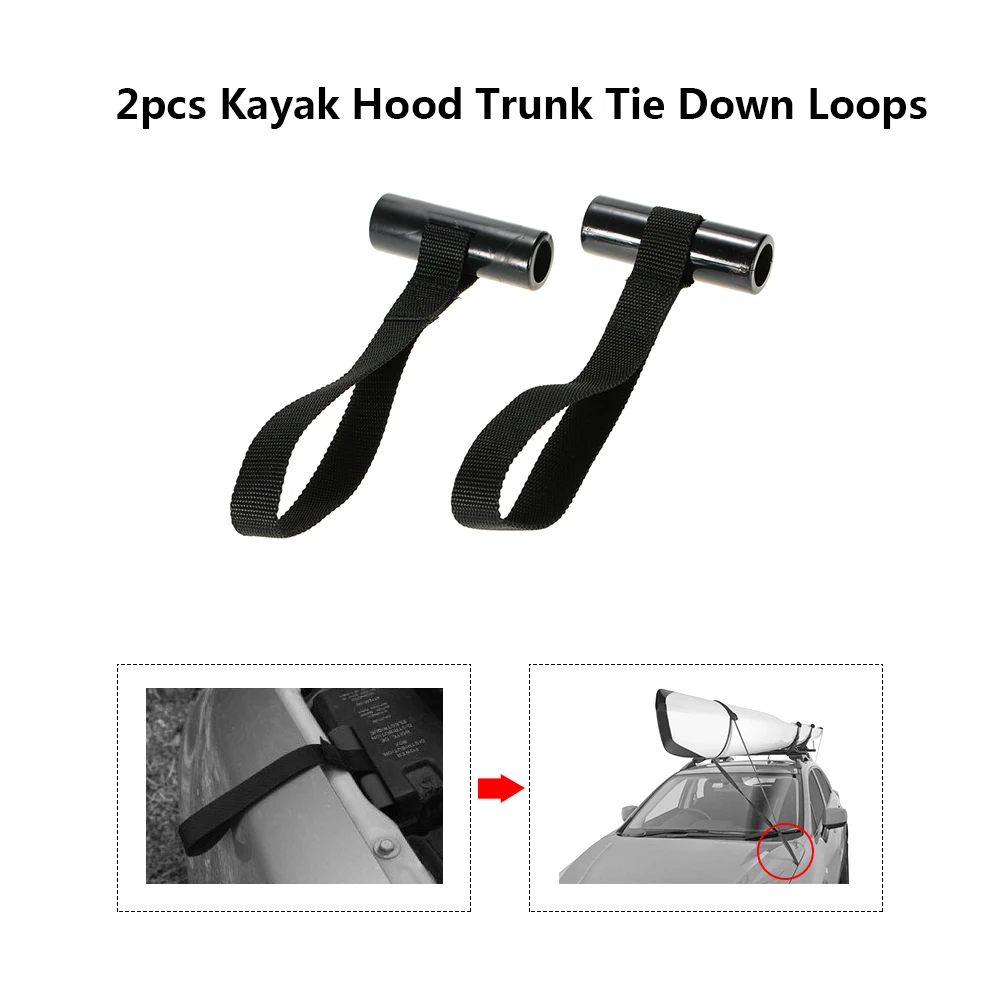 

Heavy-Duty 2pcs Shoreline Marine Kayak Canoe Hood Trunk Vehicle Hatchback Tie Down Loops Accessories 21cm Webbing Length