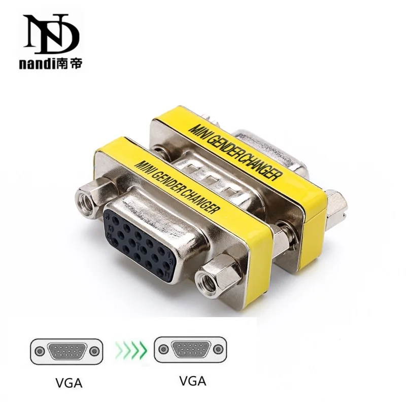 2pcs 15 HD New DB 15 VGA SVGA KVM Gender Changer Adapter Male to Female