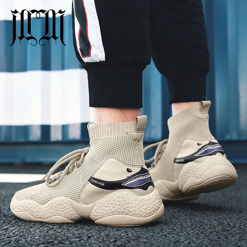 

MumuEli Beige White Black New 2019 Designer Casual Breathable Shoes Men High Top Quality Fashion Luxury Flat Male Sneakers G077