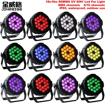 

Free Shipping 12pcs/lot Waterproof Dj Par Cans IP65 18x18w RGBWA UV 6IN1 Led Par DMX512 Stage Light
