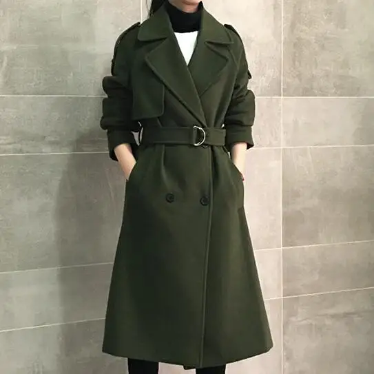 Hot sale 2018 New Fashion Retro double-breasted cashmere winter jacket women coat long sections woolen coat