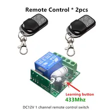 433 Mhz Universal DC 12 V 1CH Interruptor de Control Remoto Inalámbrico Módulo Receptor de relé y 2 unids Transmisor 433 Mhz Mandos a distancia