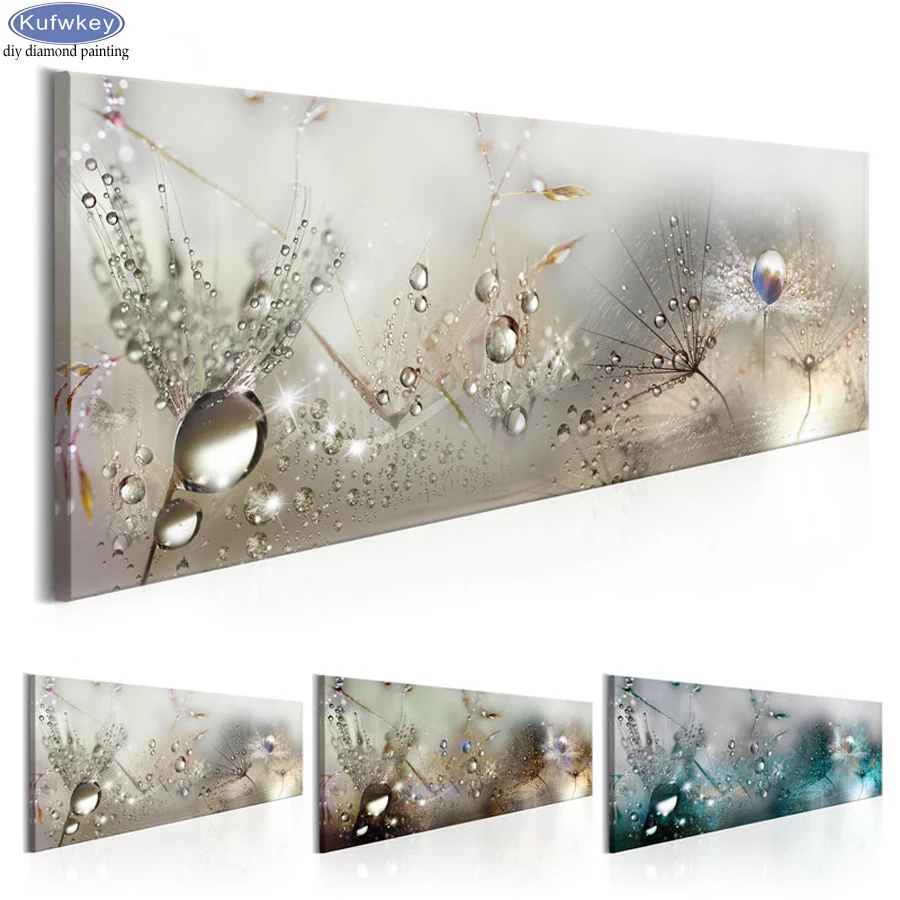 

DIY Diamond Painting Cross Stitch Transparent Flower with Drop of Water 5D Full Square Drill Mosaic Embroidery Rhinestones