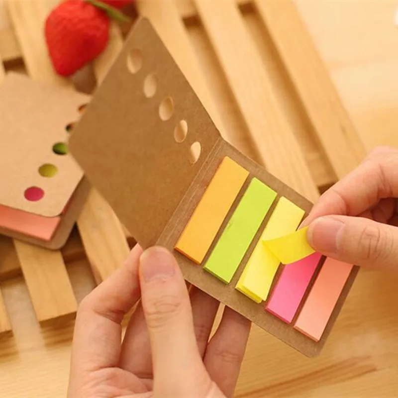 

1pcs Novelty Kraft Paper Cover Candy Color Memo Pad N-times Sticky Notes Bookmark Notepad School Office Supply 8*6cm Convenient