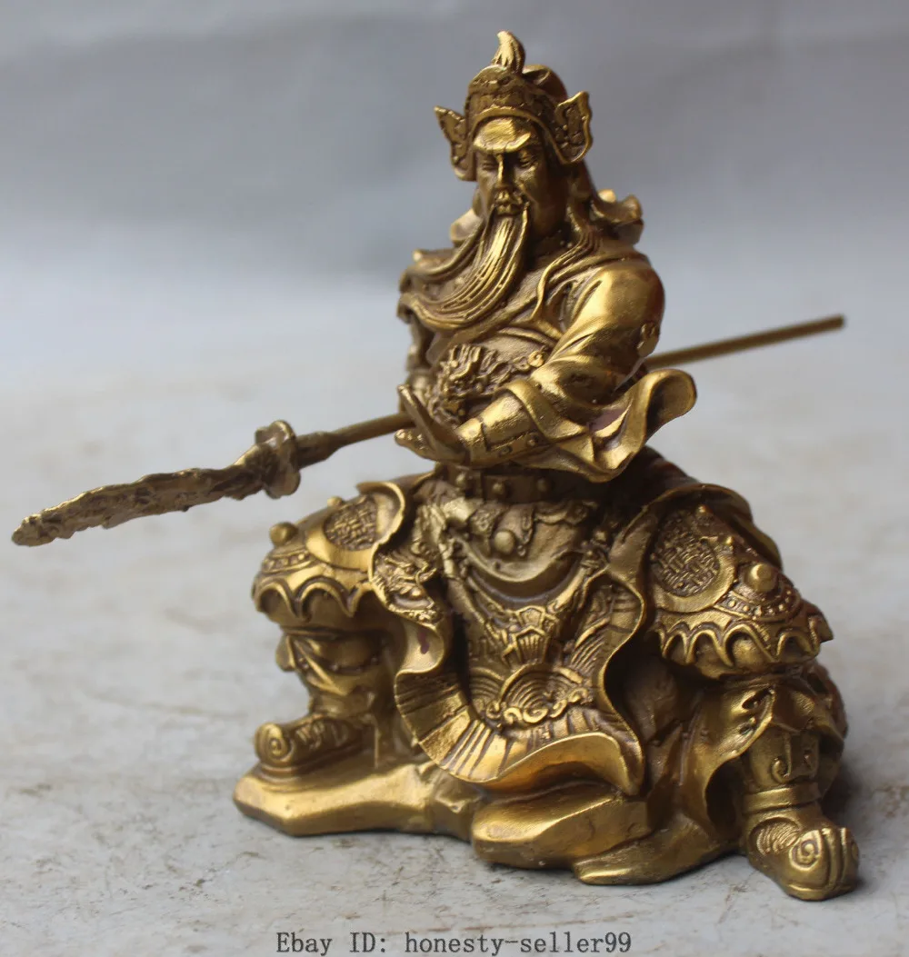 23 cm,BRASS Guan Yu Statue Metallfigur Skulptur Messing China Guangong gong GOTT 