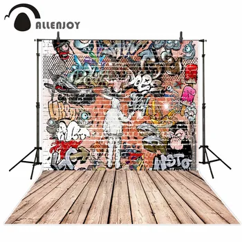 

Allenjoy photo background graffiti Brick wall gorilla created wooden floor background for photographic studio for kids