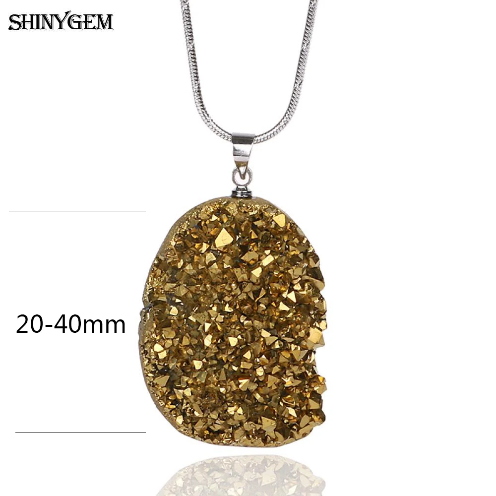 ShinyGem ожерелье с подвеской "сделай сам" с искусственным опалом, ожерелье с большим минеральным кристаллом друзы, 8 цветов, колье с натуральным камнем для женщин