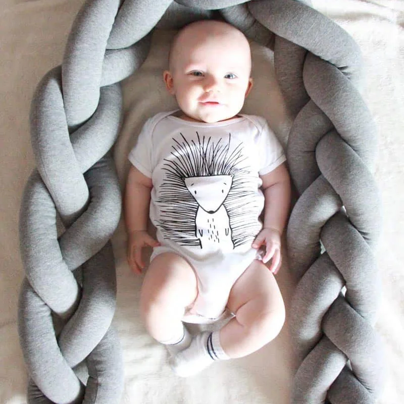  2M Baby Bed Bumper Long Handmade Knotted Braid Weaving Plush Baby Crib Sides Protector Newborn Baby