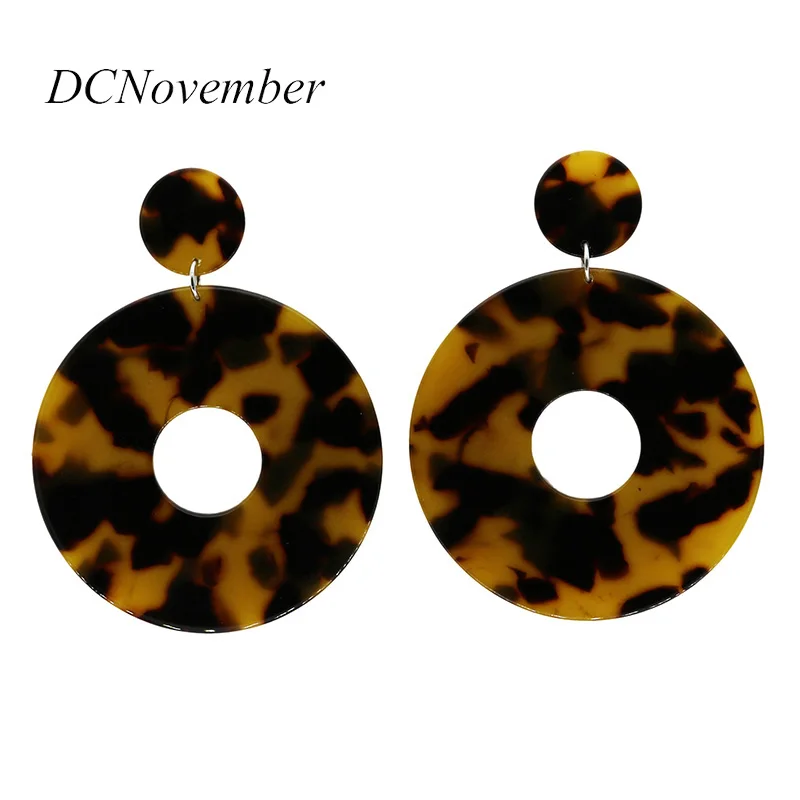 

Western Style Acetate Exaggerated Hollow Big Large Round Women Dangle Earrings Boucle Long Drop Earring