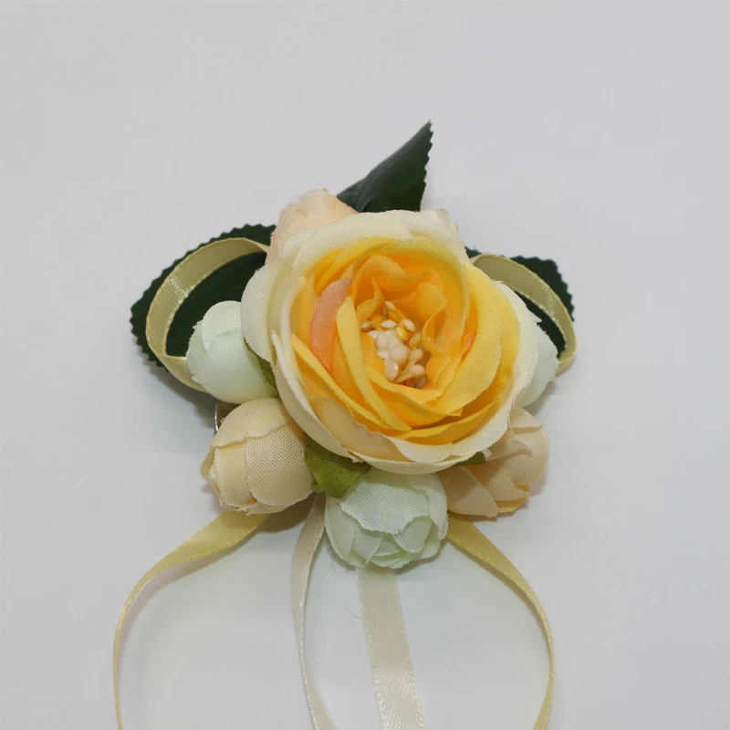 10 Pcs\lot Handmade Boutonniere Pins Silk Artificial Flowers Wedding