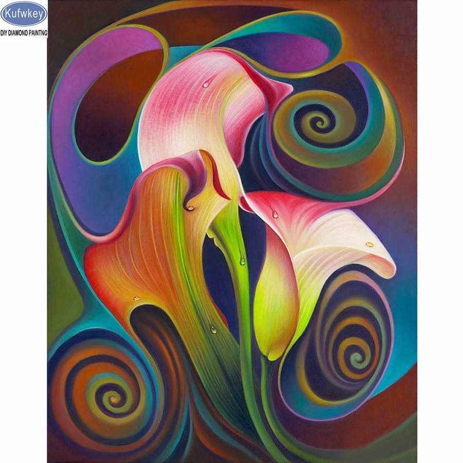 

diamond embroidery abstract flower,5d diamond painting full diamond mosaic picture of rhinestones cross-stitch wall decor gift