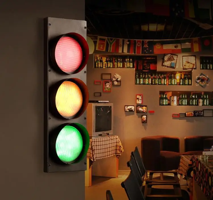 

Industrial Retro Decorative Lighting led red green signal Creative Bar Iron Matte Led Light fixtures 90-265v A138