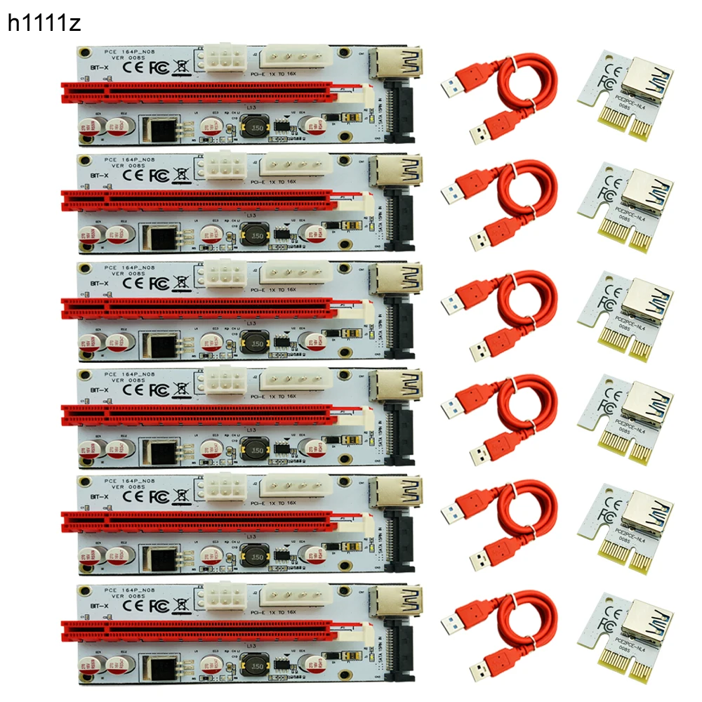 6 шт./лот PCI E 1x до 16x Майнер машина усовершенствованный удлинитель 008C переходная