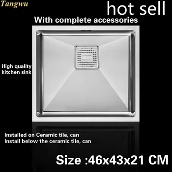 Price Tangwu High-grade Kitchen Sink Food Grade 304 Stainless Steel 1.2 MM Thick Manual Mini Single Slot 46x43x21 CM