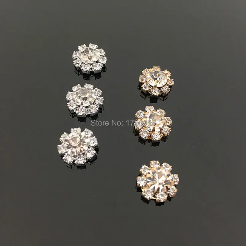 

Nail Art Flower 10mm 20pcs Gold Silver Plated Antique Crystal Wedding Embellishment Rhinestone Button For DIY Bow Center