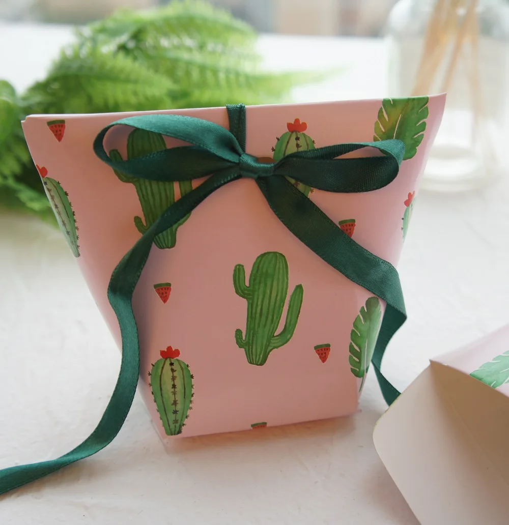 de papel con diseño de Cactus para el desierto, cajas almacenamiento de dulces, embalaje de regalo, recuerdo de fiesta de cumpleaños y boda, 10 Uds.|Envoltorios y bolsas de regalo| -