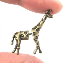 Поддельные серьги калибра реалистичный Жираф в форме животного искусственная Пробка Серьги гвоздики ED095