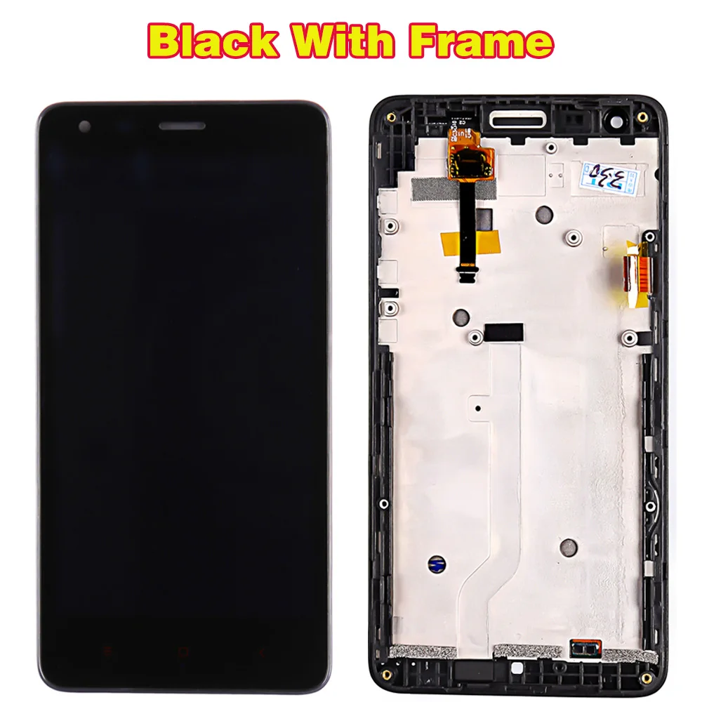 Качественный ЖК-дисплей AAA для Xiaomi Redmi 2, 4,7 дюймов, сенсорный экран, дигитайзер, 1280*720, сборка, рамка с бесплатным закаленным стеклом - Цвет: Black With Frame
