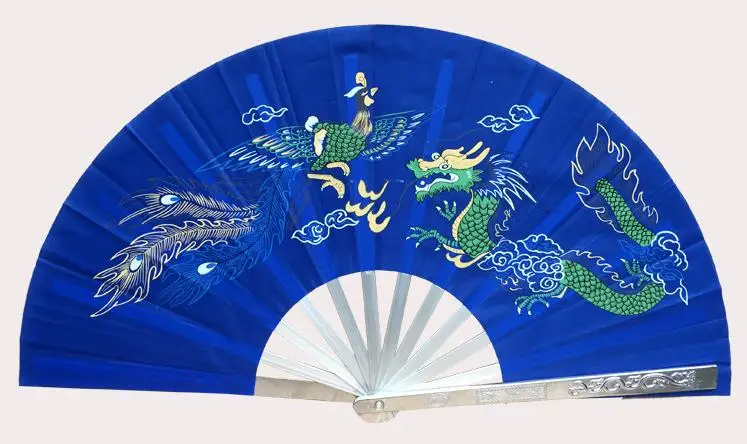 blue longfeng 1 Высокое качество сплав Тай Чи Кунг-фу Вентилятор тайцзи вентилятор боевых искусств вентилятор танец вентиляторы дракон/пион - Цвет: blue longfeng 1