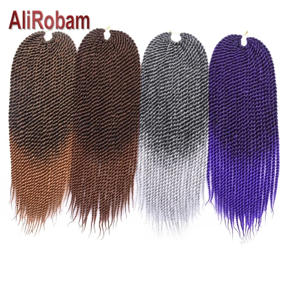 AliRobam Сенегальские крученые вязанные волосы Омбре коричневые косички низкотемпературное волокно синтетические косички волосы для наращивания 22 корня/упаковка