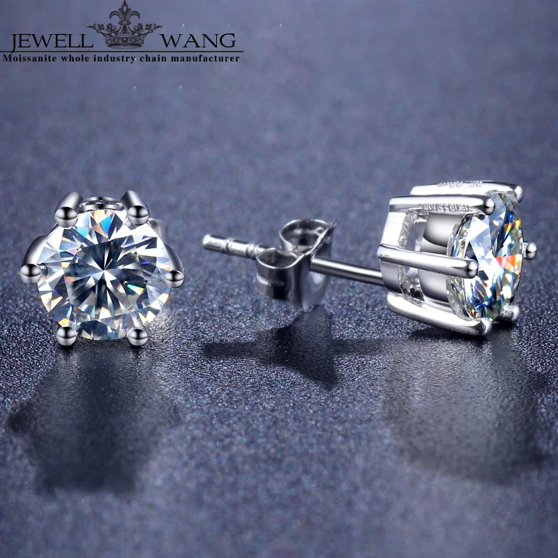 Драгоценный камень с муассанитом цвет Белое золото 0 50 карат 18 К|stud earrings|earrings