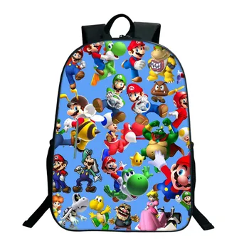 

cartoon Super Mario Backpack boys girls Laptop Knapsack Students Mario Sonic Rucksack Casual Cool Pattern Schoolbag for Teens