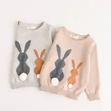 Детский свитер Зима-Весна для маленьких детей вязаный свитер Топ Обувь для девочек кролик Свитеры для женщин Топ 2 цвета