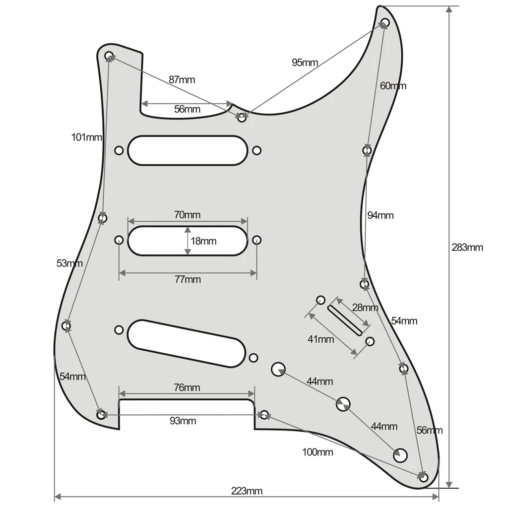 FLEOR Single Coil Pickup SSS Electric Guitar Loaded Prewired Pickguard  Scratch Plate Strat 11 Holes Assembly Set Cream 3Ply