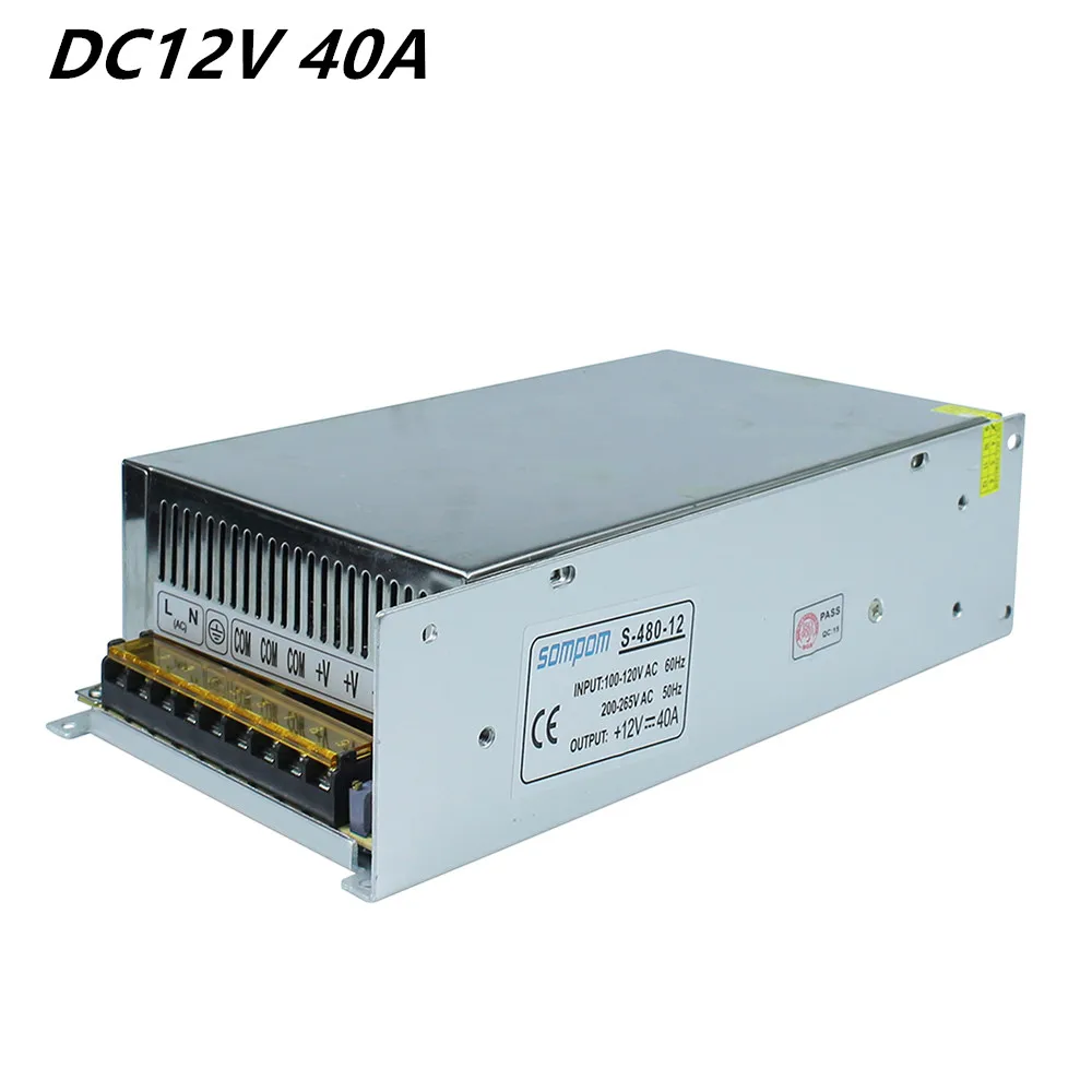 Затемнения LED Driver переключатель Питание AC 110 В/220 В к DC 12 40A 480 Вт Напряжение