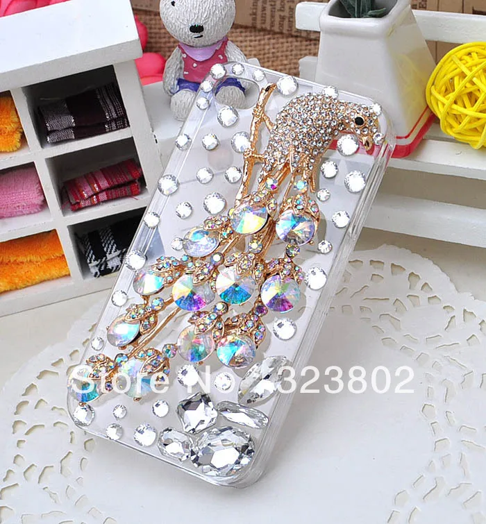 Colorful Ab Rhinestone Alloy Peacock Phoenix Transparent Cell