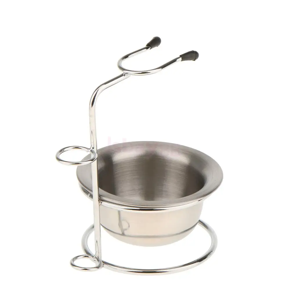 

High Quality Alloy Shaving Brush Stand Holder with Stainless Steel Shave Mug Soap Cup Bowl Set Kit for Salon Home Bathroom