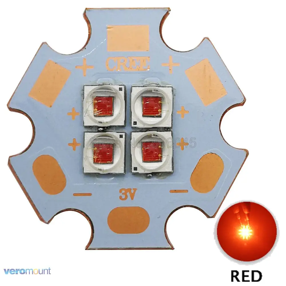 10 шт Cree XPE2 XP-E2 3 V 6 V 12 V 4 чипов высокой Мощность светодиодный излучатель холодный белый теплый белый нейтральный белый красный Цвета на 20 мм Медь печатной платы - Испускаемый цвет: Red