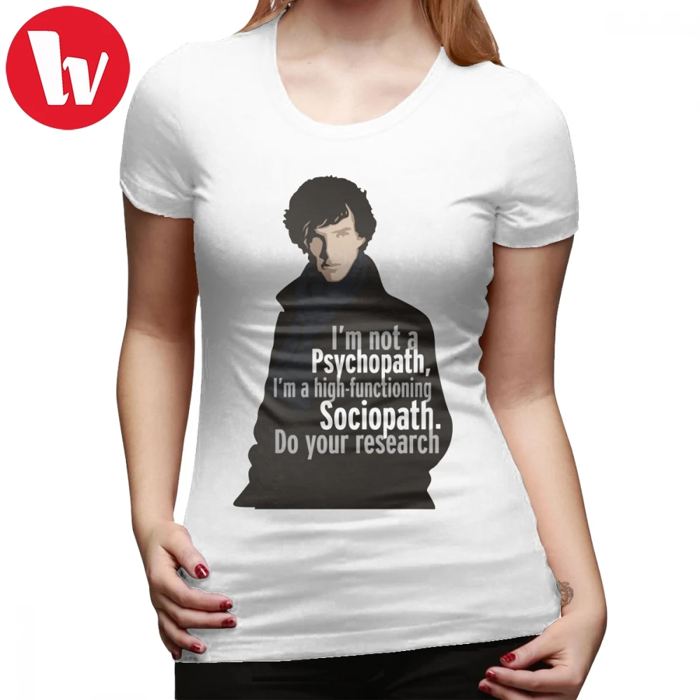 

Psycho T-Shirt Sherlock Psychopath T Shirt Casual Short-Sleeve Women tshirt O Neck New Fashion XXL Purple Ladies Tee Shirt