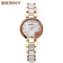 Berny New Woman Watches Brand Quartz Watch Luxury Waterproof Watches Women Fashion White Ceramic watch and Free Shipping 2756L