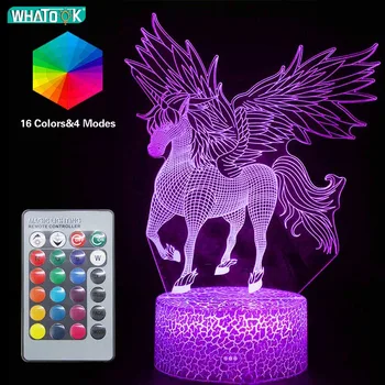 

Unicorn 3D Night Light LED Remote Table Lamps Mood 16 Color Baby Sleeping Bedroom Home Decorative Luminaria Kid BirthdayToy Gift